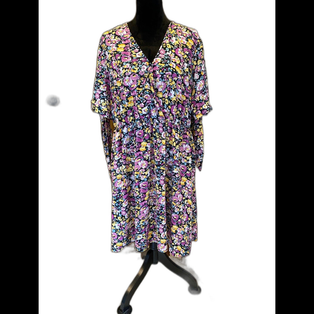 SHEIN Dress Curvy‎ Plus Size 2XL Woman’s Short Sleeve Wrap Front Elastic Waist